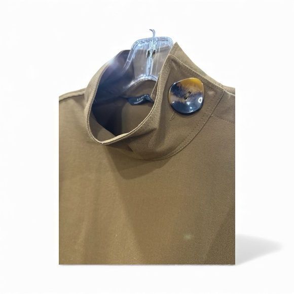 ZARA WOMAN Asymmetric Button-Neck Long Sleeve Top – Brown – Size M - Picture 3 of 6